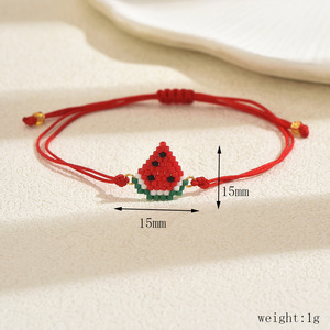 Bracelet en perles Miyuki tissées à la main style INS Moyamiya, unisexe, mignon, ananas, fraise, raisin, créatif, personnalisé - Product Image 2