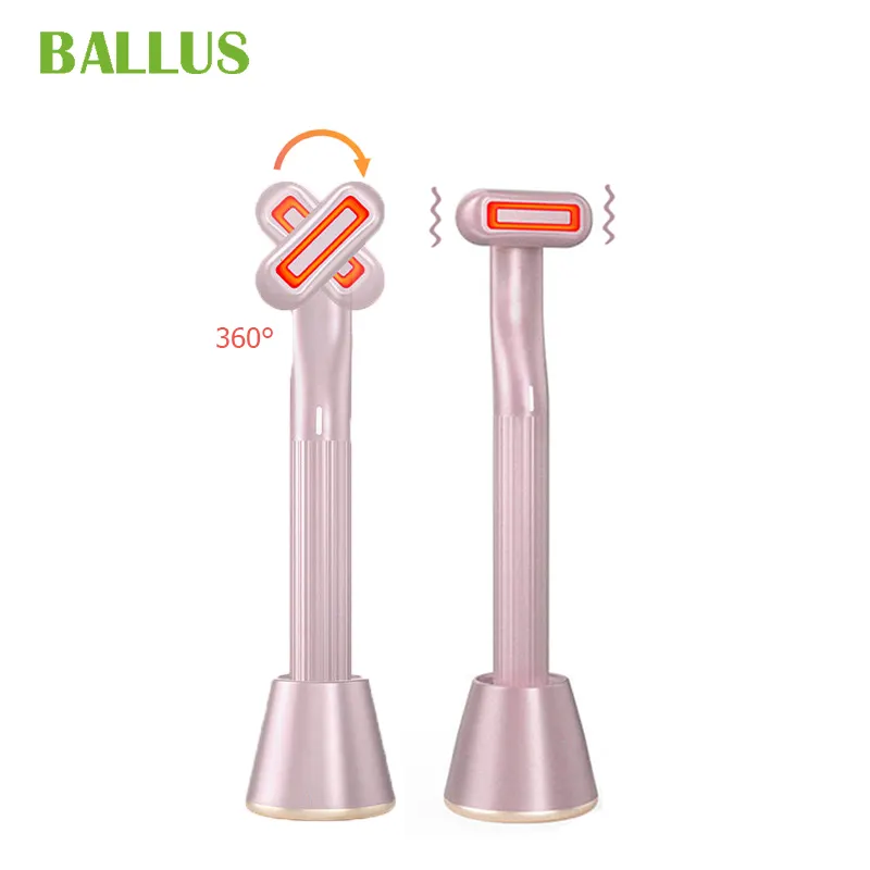 New Arrival Beauty Tools 360 Rotatable Led Light Wand Eye Face Lift EMS Vibration Red Light Anti Aging Therapy Wand