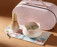 Nouvel ensemble de voyage Matcha, kit de cérémonie du thé portable avec bol, fouet, cuillère et serviette dans un coffret cadeau pour le thé