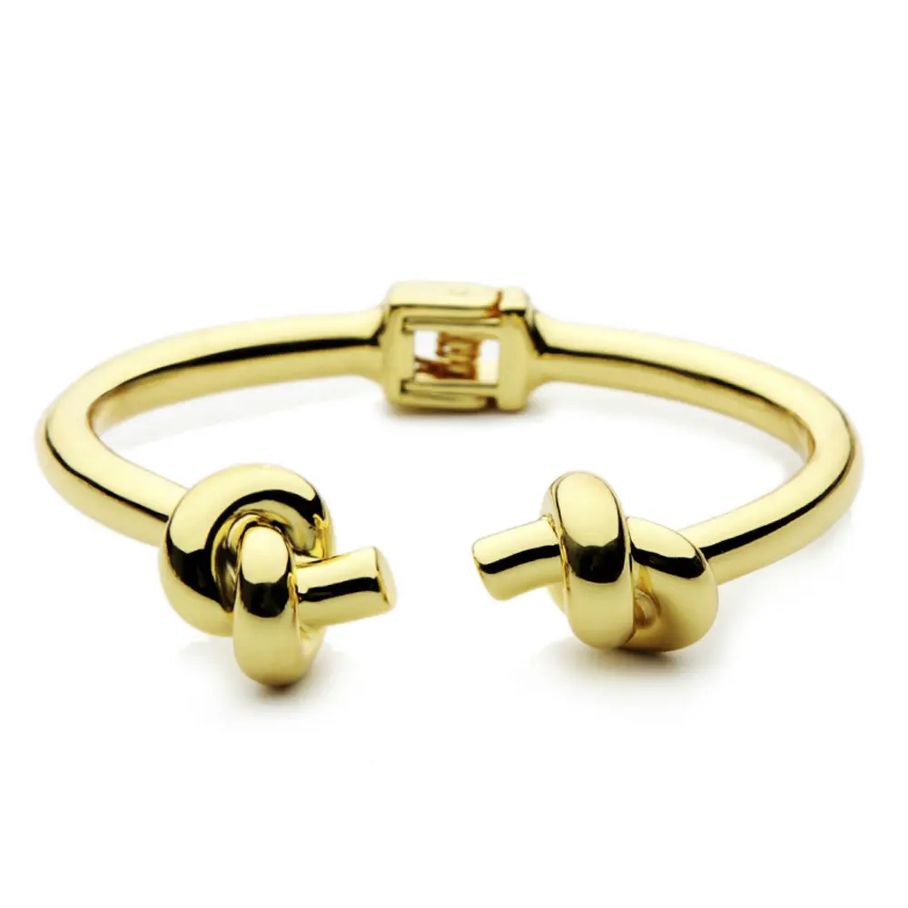Trendy Both Sides Knot Twice Cuff Bracelet Gold Color Metal Bangle Stainless Steel Bangles Bracelets For Women Bracelets