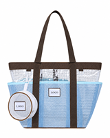 Sac de bain en maille avec logo personnalisé, séparation humide/sec, 6 poches, grande capacité, sac fourre-tout avec pochette ronde amovible