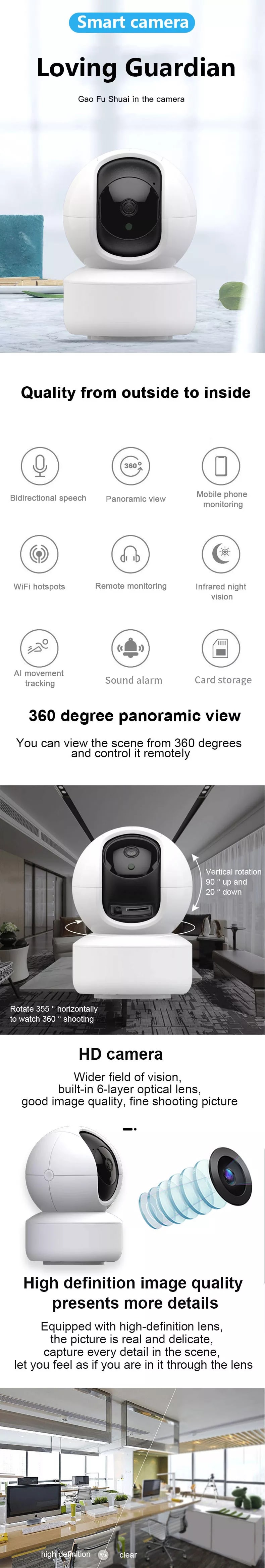 Portable Smart Home Indoor Wireless Wifi 4G Night Vision Video Surveillance Security Camera System Kit