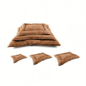 Set di Tre Pezzi di Cuscini per Cani in Pelliccia di Coniglio Marrone Grosso, Lettini per Animali Domestici - Product Image 2