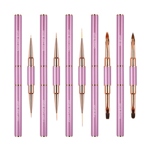 Meilleur <span class=keywords><strong>kit</strong></span> de pinceaux pour vernis à ongles en gel avec manche en métal Brosse à baiser sur les ongles en gel près de chez moi Doublure ovale plate en forme de cheveux Virole sertie - Product Image 2