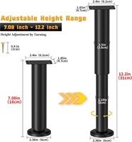 Pieds de support de lit réglables en hauteur pour cadre de lit/entretoise centrale, pour lit/canapé/armoire/pouf/coffre de rangement/pièces de rechange pour lit lourd