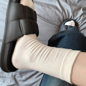 Women's Mid Calf Slouch <b>Socks</b> Solid Color Seamless Cotton Postpartum <b>Socks</b> Off White <b>Long</b> Calf Style - Product Image 1