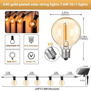 25led <span class=keywords><strong>G40</strong></span> bóng đèn chiếu sáng cảnh quan ngoài trời không thấm nước Patio LED giáng sinh năng lượng mặt trời chuỗi đèn - Product Image 6