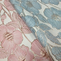 Nouveau rose et bleu Lotus feuille or soie tissé or Jacquard tissu Tang Style gilet robe bagages décoration tissu