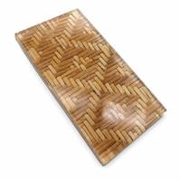 Paravent en verre feuilleté à motif chevrons en rotin, ultra-transparent, translucide, décoratif pour la maison et la villa