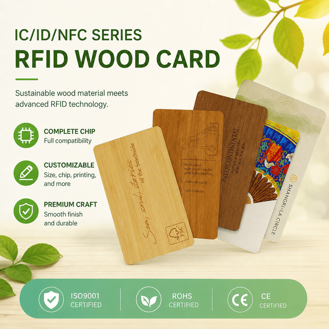 Eco Friendly Recyclable Bamboo Wood NFC Card 13.56MHz NTAG213 Wooden RFID Smart Card Wood Card