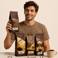 Sacs d'emballage pour café biodégradables de qualité alimentaire YOUYI personnalisés avec valve et fermeture éclair, sacs à fond plat écologiques de haute qualité