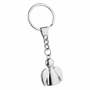 Portachiavi Angelo alla Moda a Forma di Cuore in Lega e Ottone con Moschettone, Portachiavi in Metallo Smaltato Stampato, Regalo - Product Image 2