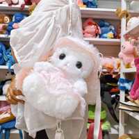 Sac à bandoulière en peluche Lapin Lolita mignon 27 cm, style robe à volants, doux et moelleux, porte-monnaie pour enfants, cadeau et vente en gros