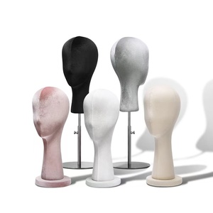 Cabeza de maniquí femenina de tela de terciopelo y espuma, con soporte para gafas de sol de color personalizado, para exhibición de sombreros y pelucas, venta al por mayor - Product Image 6