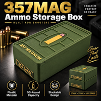 Boîte de rangement pour munitions 357 Magnum, capacité de 50 cartouches, PVC léger, portable, empilable, organisateur de munitions pour cartouches, noir