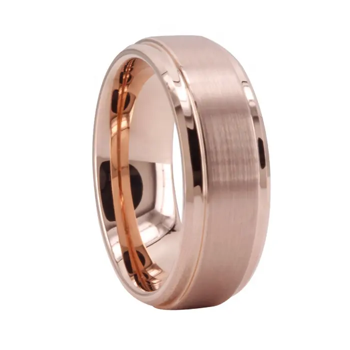 Perhiasan CHENG grosir set cincin pernikahan lapisan emas mawar PVD karbida TUNGSTEN