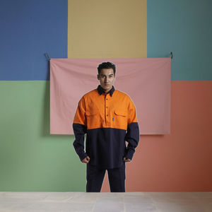 Camisa de Trabajo de Seguridad de Alta Visibilidad, Ignífuga, Antiestática, de Algodón, Marca DA, para Soldadura y Construcción, PP - Product Image 2