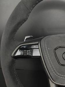 Volant sport à fond plat en cuir suédé et fibre de carbone pour <span class=keywords><strong>Audi</strong></span> RS3/Q5/A7/A8 avec palettes de changement de vitesse sportives à marqueurs orange - Product Image 5