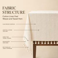Nappe de table classique européenne en coton et lin avec franges à pompons