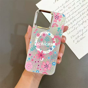 Funda de teléfono al por mayor de fábrica Lichicase para Samsung <span class=keywords><strong>M33</strong></span> M35 M53 M55 C55 funda trasera magnética con patrón de flores - Product Image 3