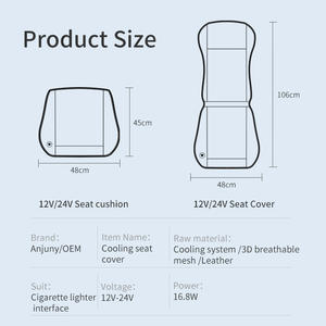Cojín de Asiento Refrigerante para Automóvil de Lujo de 12 V, Ventilador Incorporado, Bolsa de Almacenamiento, Almohadilla Ventilada Anti-Sudor, Soporte Lumbar para A3/A4 Mazda Chevrolet - Product Image 6