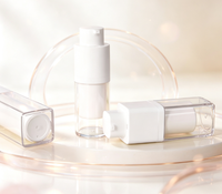 Flacon pompe airless carré et rond double couche 15ML 30ML 50ML en plastique ABS+AS+PP pour emballage de soins de la peau