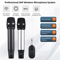 Sistema de micrófono dinámico recargable profesional de 2,4G, Polar omnidireccional inalámbrico de mano para cantar, hecho de Metal duradero