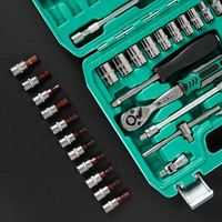 Juego de Llaves de Trinquete de 53 Piezas, Mango de 24 Dientes, Herramienta Mecánica Métrica, Reparación Automotriz, Uso Doméstico, Personalizable, OEM, Estuche Rígido
