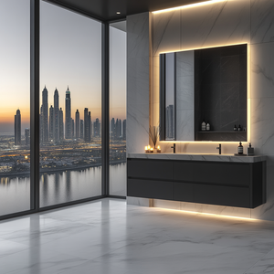Modern <strong>Double</strong> Sink Bathroom <strong>Vanity</strong> <strong>Unit</strong> Waterproof Floating <strong>Double</strong> <strong>Basin</strong> Ceramic <strong>Basin</strong> for Hotel or Home Use - Product Image 1