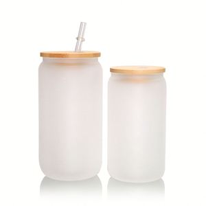 Vaso de Vidrio Transparente Esmerilado con Forma de Lata de Refresco para Sublimación, con Tapa y Pajita, en Tamaños de 12oz, 16oz y 25oz, Disponible para Envío Inmediato (RTS) - Product Image 4