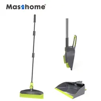 Masthome Stainless Steel Long Handle Floor Sweeper Tpr Plastic Brushes Soft Magic Floor Cleaning Brooms With Dustpan Set