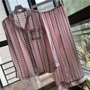 नवीनतम महिला थोक लघु आस्तीन महिला मुद्रित साटन nightgown पजामा सेट रेशम नाइटवियर - Product Image 5