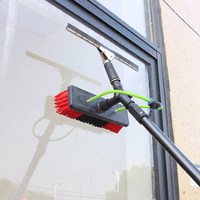 Sistema de Cepillo para Limpieza de Ventanas con Barra Telescópica de Aluminio de 18 Pies, Mango de Plástico, 3/4 Secciones, Ecológico