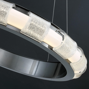 철 유리 LED 샹들리에 포스트모던 거실 식당 빌라 장식 G9 전구 LED 라운드 펜던트 조명 - Product Image 2