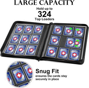 Customized Large Capacity 9 Pocket Trading Card <b>Binder</b> with PP Inner Pages Premium PU <b>Leather</b> Zipper for Collectors - Product Image 2