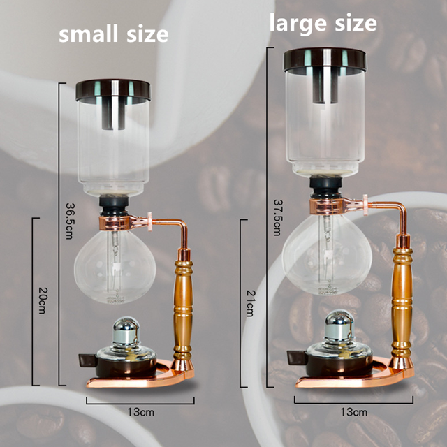 3-Cup Siphon Coffee Maker Borosilicate Glass Syphon Brewer with Adjustable Buffer Clamp,Tabletop Glass Syphon Pot 5- Cup