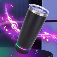 Mug de voyage isotherme en acier inoxydable à double paroi personnalisé de 20 oz avec logo, haut-parleur sans fil LED intégré