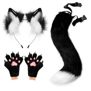 Ensemble <span class=keywords><strong>de</strong></span> trois pièces pour fille, costume d'Halloween, oreilles <span class=keywords><strong>de</strong></span> chat, queue <span class=keywords><strong>de</strong></span> chat en peluche, masque, gants, allure esthétique, comme cadeau <span class=keywords><strong>de</strong></span> chambre à coucher - Product Image 1