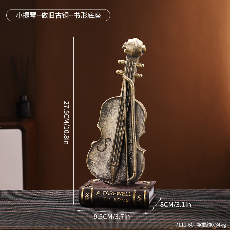 7111-60 -- ไวโอลิน -- บรอนซ์โบราณ -- ฐานรูปทรงหนังสือ