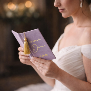 Carnets de Vœux de Mariage en Velours Luxueux pour Lui <span class=keywords><strong>et</strong></span> Elle, Ensemble de Carnets de Vœux de Mariage Personnalisés avec Pompon Doré ou Argenté - Product Image 2