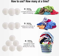 Lot de 6 boules de séchage en laine réutilisables, alternative au conditionneur de linge en feuille, réduisent le temps de séchage pour les doudounes