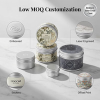 Conteneur de stockage en aluminium de 100 ml pour bougies, beurre corporel, miel et plus, avec impression d'étiquettes personnalisées (surface polie)