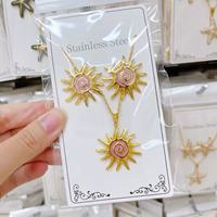 Groothandel RVS Emaille Bloem Vlinder Hart Fruit Schelp Oorbellen Set met bijpassende hanger ketting sieraden voor vrouwen