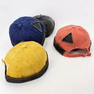 Hats Washed Cotton Denim <b>Caps</b> Beanie Classic Vintage Style Solid Color <b>Brimless</b> Rolled Cuff Hat Promotional Gift - Product Image 1