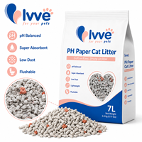 Litière pour chat en papier recyclé 7L avec indicateur de pH, sable pour chat léger et jetable, litière pour chat en papier anti-odeur et sans traces
