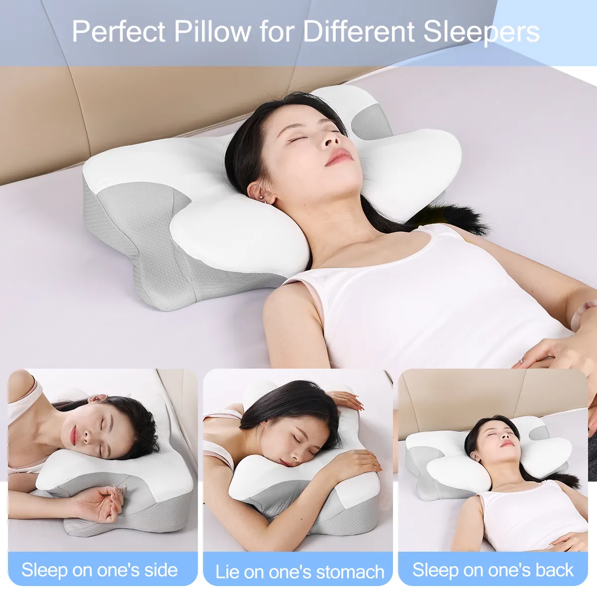 Almohadas de dolor de cuello ortopédico ergonómico de espuma de memoria de contorno ortopédico personalizado para dormir