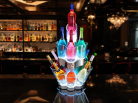 Support de bouteille de champagne lumineux à 3 niveaux détachable pour boîte de nuit, éclairage RGB, support rotatif, seau à glace LED