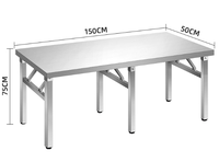 Table pliante en acier inoxydable UISEBRT Capacité de charge de 300 kg Revêtement en poudre Quatre roues Écologique Réglable Cuisine/Restauration