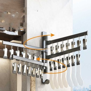 Séchage de l'espace en aluminium Chaussettes de séchage multi-clips Tenture murale de la maison Sous-vêtements multifonctionnels Support sans perforation - Product Image 6