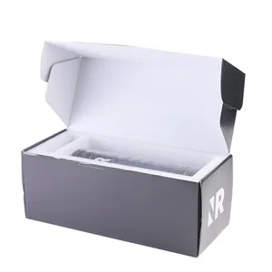 Low MOQ paper board kraft fragile product packaging express box black corrugated paper mailer box with foam insert